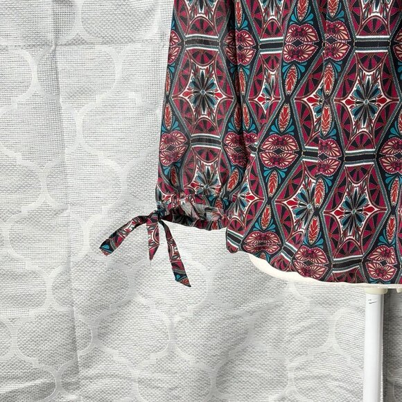 Sara Michelle Boho Geometric Peasant Blouse – Size L - Picture 3 of 11